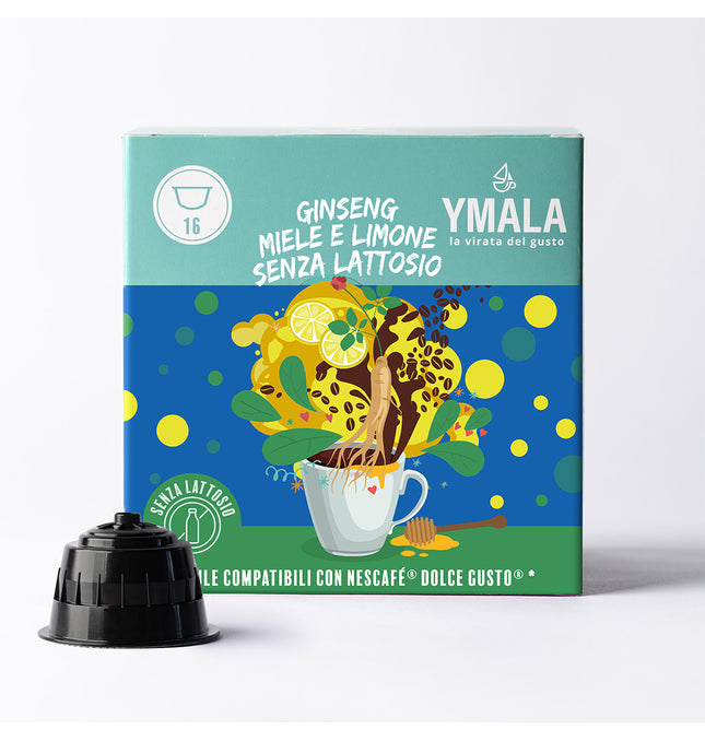 16 capsule Dolce Gusto®* Ginseng miele e limone senza lattosio Ymala